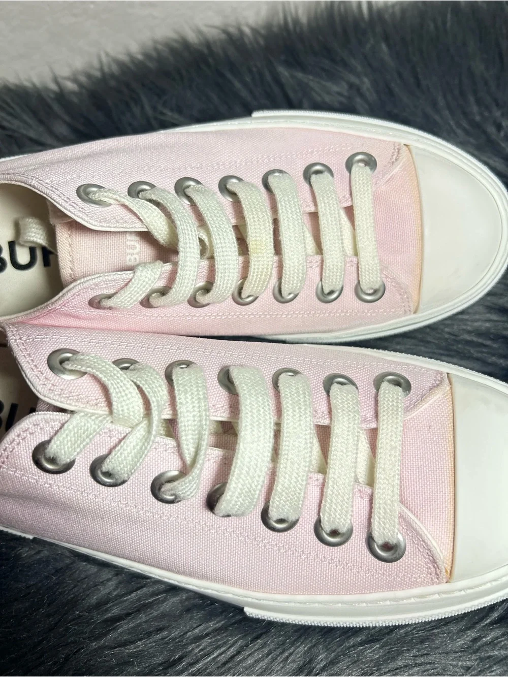 Burberry Pink Organic Cotton Low-Top Canvas Sneakers Size US 8.5 - Picture 11 of 13